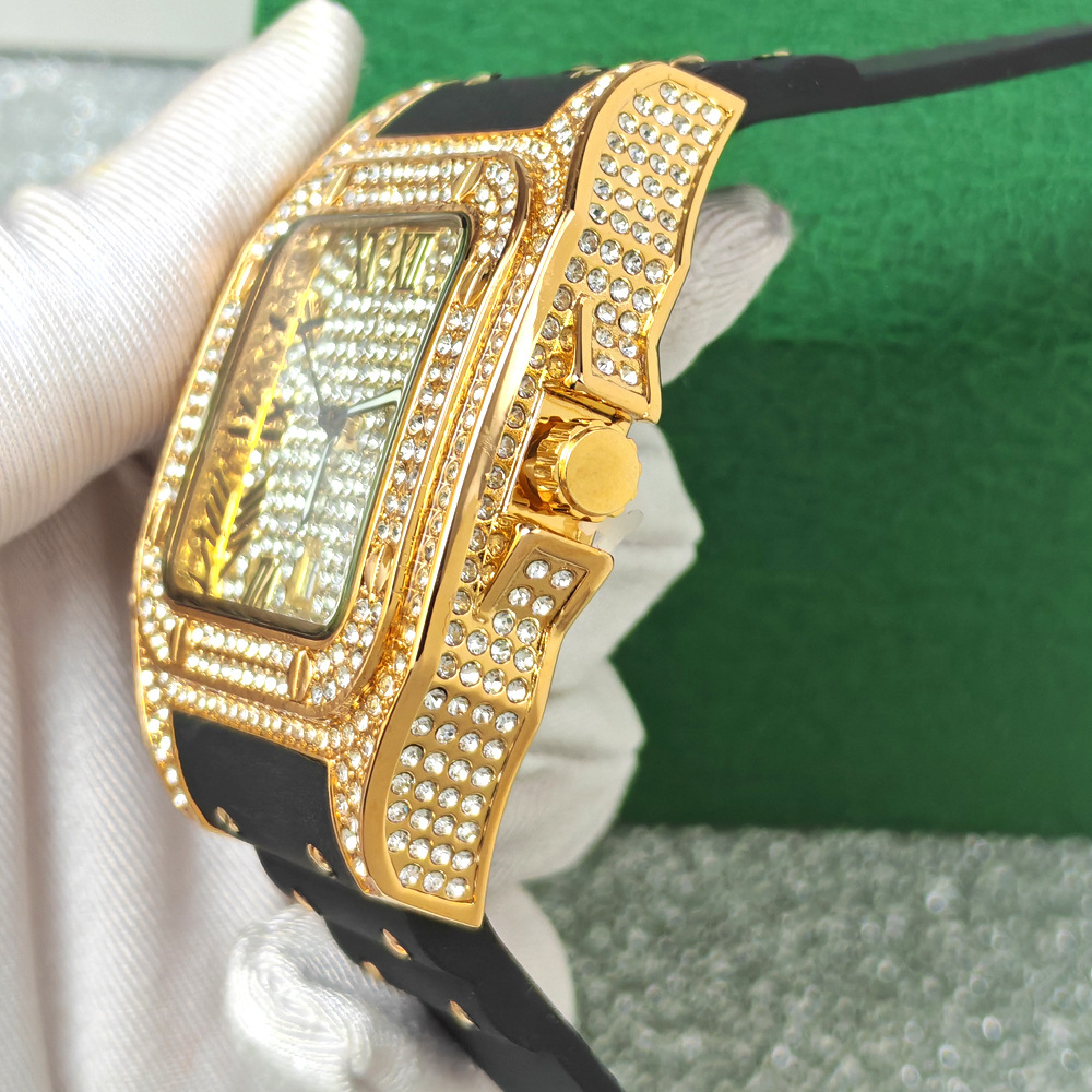 Sıcak Moda Kare Tam Elmas Kuva - Luxury Watch Rubber Strap incelemesi ve fiyatı