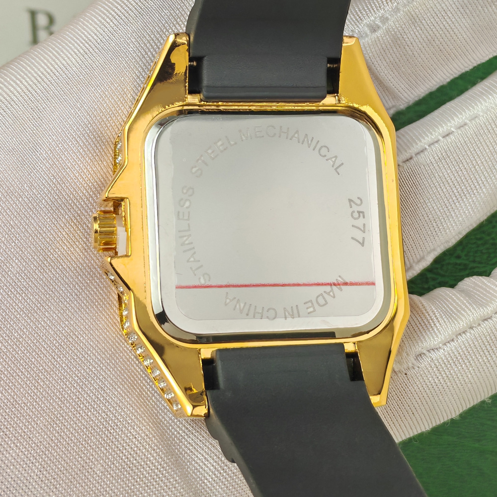 Sıcak Moda Kare Tam Elmas Kuva - Luxury Watch Rubber Strap incelemesi ve fiyatı